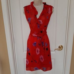 Dress size 4, red semi sheer fabric